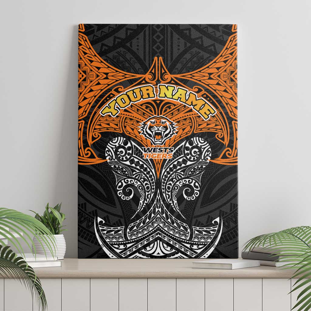 Personalized Wests Tigers Canvas Wall Art Polynesian Tribal Pattern Style