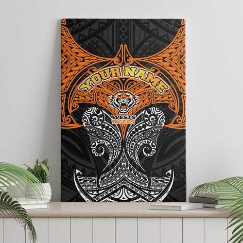 Personalized Wests Tigers Canvas Wall Art Polynesian Tribal Pattern Style