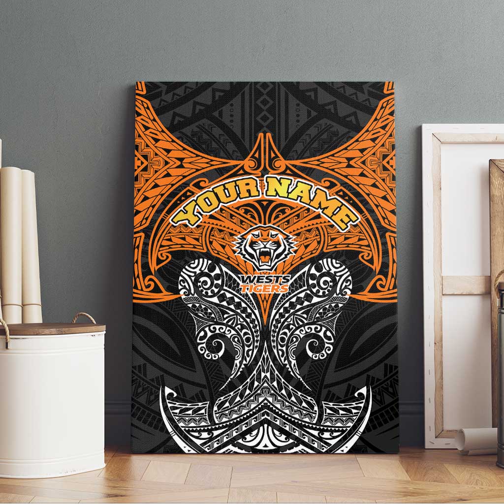 Personalized Wests Tigers Canvas Wall Art Polynesian Tribal Pattern Style