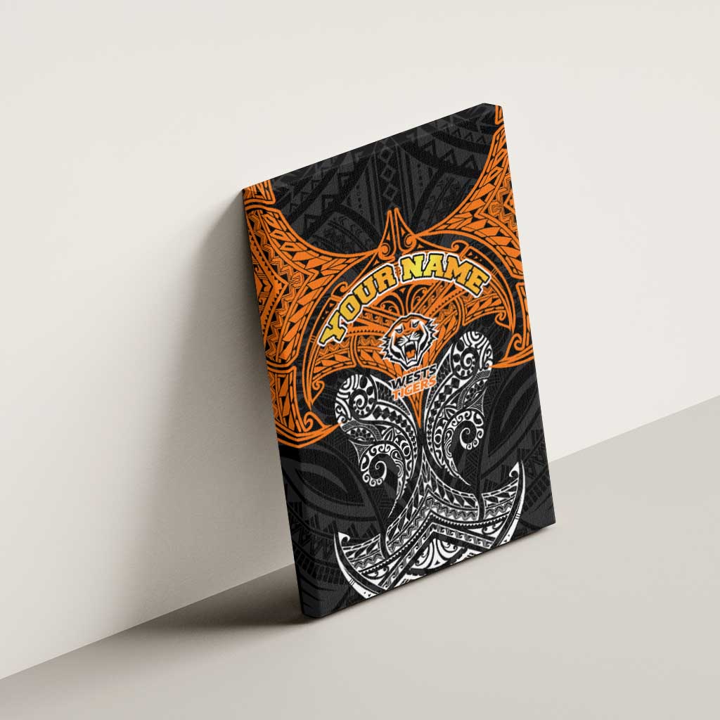 Personalized Wests Tigers Canvas Wall Art Polynesian Tribal Pattern Style