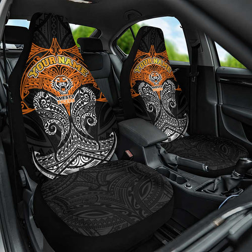 Personalized Wests Tigers Car Seat Cover Polynesian Tribal Pattern Style