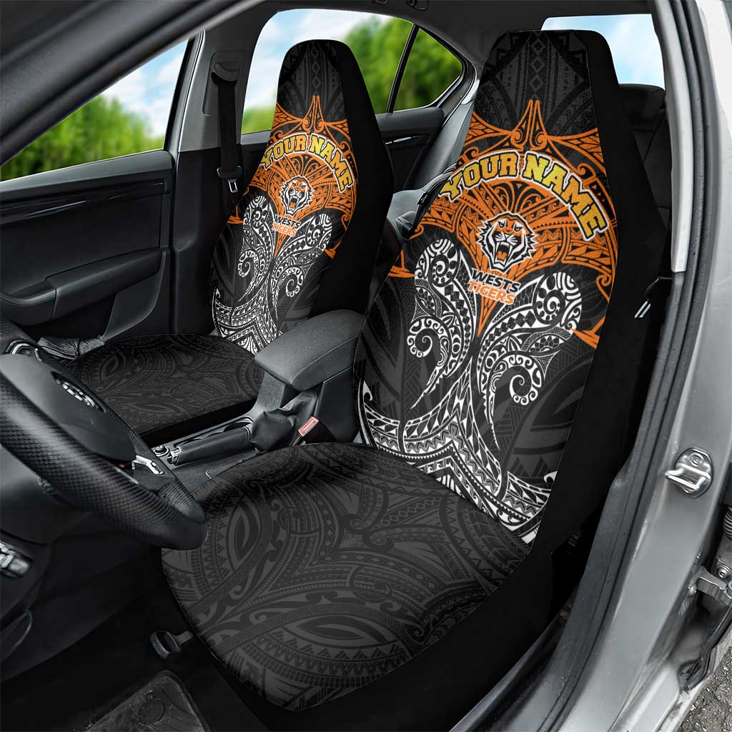 Personalized Wests Tigers Car Seat Cover Polynesian Tribal Pattern Style