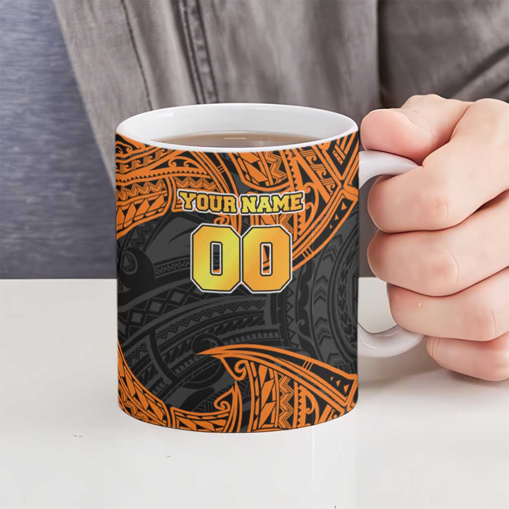Personalized Wests Tigers Ceramic Mug Polynesian Tribal Pattern Style