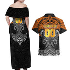 Personalized Wests Tigers Couples Matching Off Shoulder Maxi Dress and Hawaiian Shirt Polynesian Tribal Pattern Style