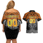 Personalized Wests Tigers Couples Matching Off Shoulder Short Dress and Hawaiian Shirt Polynesian Tribal Pattern Style