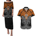 Personalized Wests Tigers Couples Matching Puletasi and Hawaiian Shirt Polynesian Tribal Pattern Style