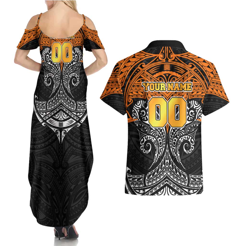 Personalized Wests Tigers Couples Matching Summer Maxi Dress and Hawaiian Shirt Polynesian Tribal Pattern Style
