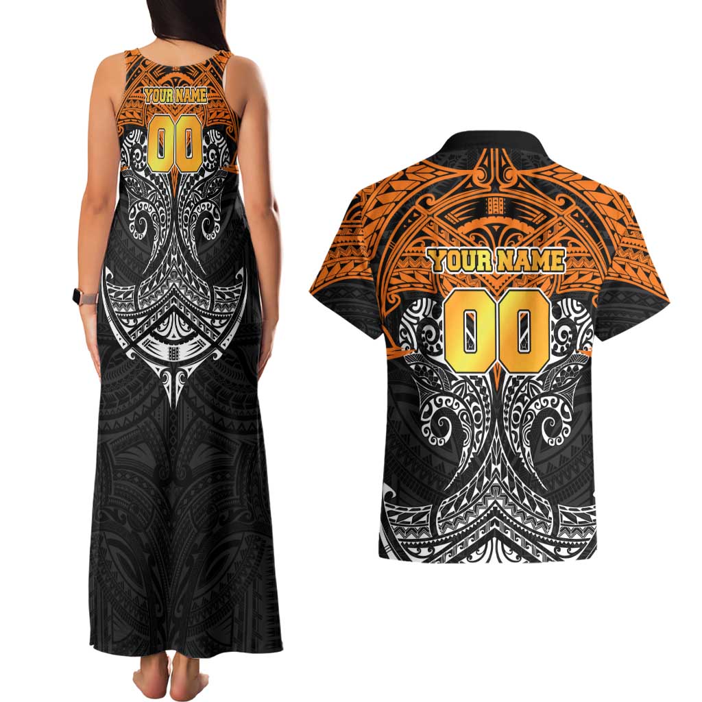 Personalized Wests Tigers Couples Matching Tank Maxi Dress and Hawaiian Shirt Polynesian Tribal Pattern Style