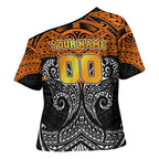 Personalized Wests Tigers Cross Shoulder Shirt Polynesian Tribal Pattern Style