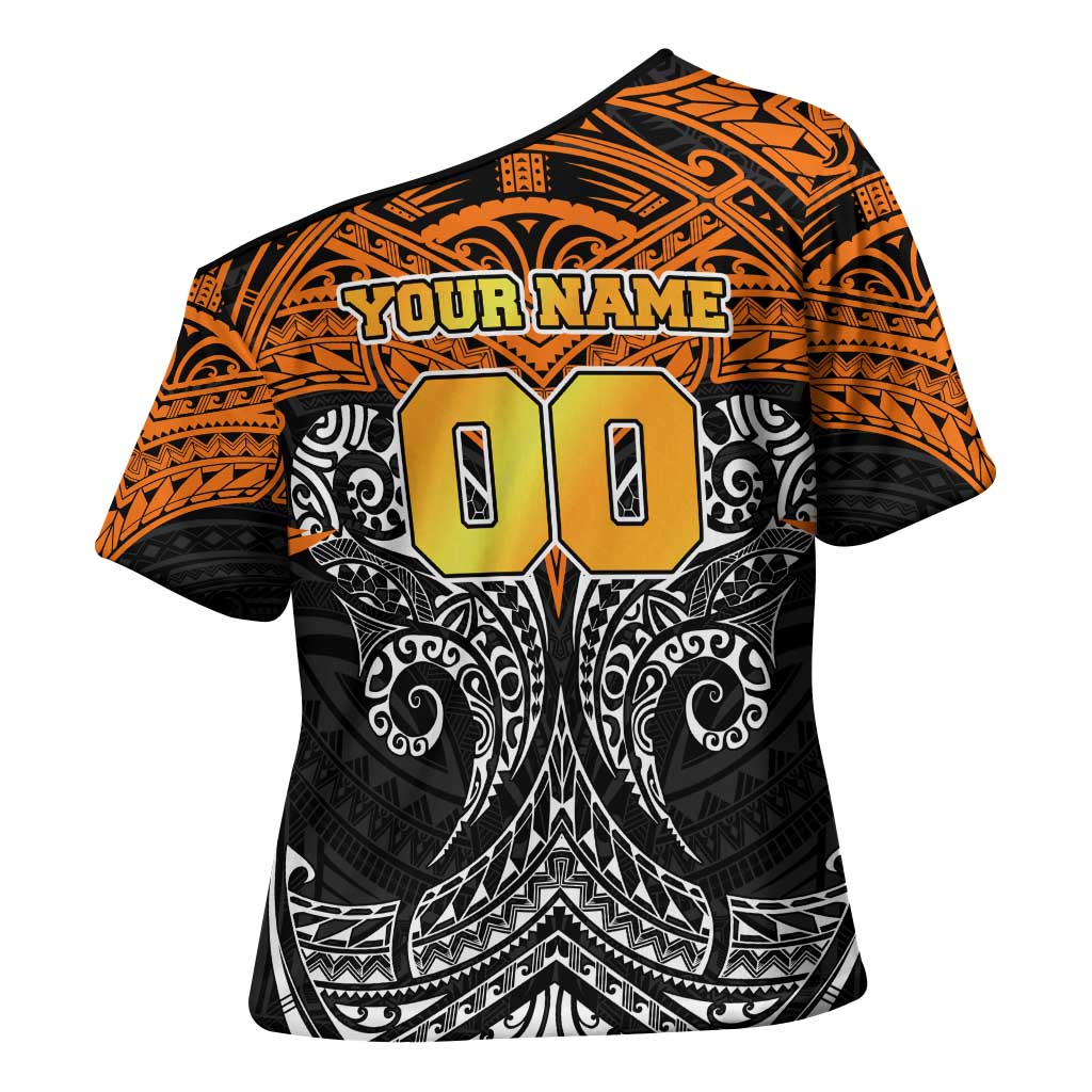 Personalized Wests Tigers Cross Shoulder Shirt Polynesian Tribal Pattern Style