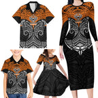 Personalized Wests Tigers Family Matching Long Sleeve Bodycon Dress and Hawaiian Shirt Polynesian Tribal Pattern Style