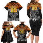 Personalized Wests Tigers Family Matching Long Sleeve Bodycon Dress and Hawaiian Shirt Polynesian Tribal Pattern Style