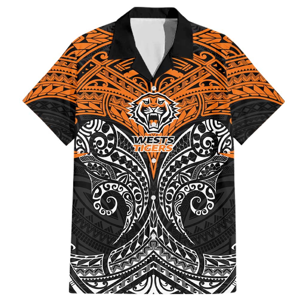 Personalized Wests Tigers Family Matching Long Sleeve Bodycon Dress and Hawaiian Shirt Polynesian Tribal Pattern Style