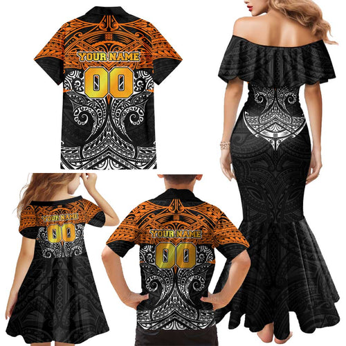 Personalized Wests Tigers Family Matching Mermaid Dress and Hawaiian Shirt Polynesian Tribal Pattern Style