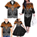 Personalized Wests Tigers Family Matching Off The Shoulder Long Sleeve Dress and Hawaiian Shirt Polynesian Tribal Pattern Style