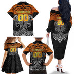 Personalized Wests Tigers Family Matching Off The Shoulder Long Sleeve Dress and Hawaiian Shirt Polynesian Tribal Pattern Style