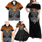 Personalized Wests Tigers Family Matching Off Shoulder Maxi Dress and Hawaiian Shirt Polynesian Tribal Pattern Style