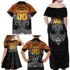 Personalized Wests Tigers Family Matching Off Shoulder Maxi Dress and Hawaiian Shirt Polynesian Tribal Pattern Style