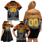 Personalized Wests Tigers Family Matching Off Shoulder Short Dress and Hawaiian Shirt Polynesian Tribal Pattern Style