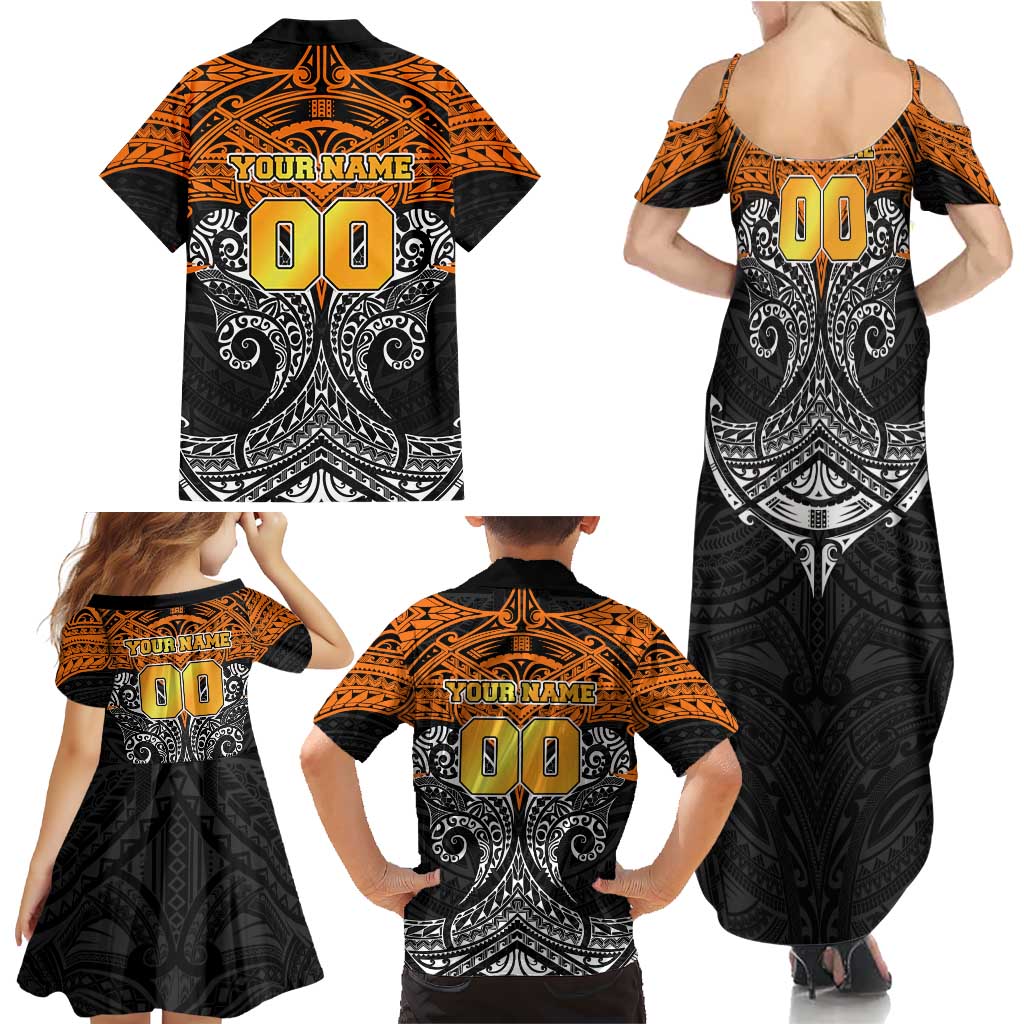 Personalized Wests Tigers Family Matching Summer Maxi Dress and Hawaiian Shirt Polynesian Tribal Pattern Style