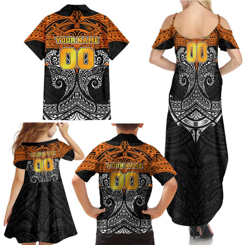 Personalized Wests Tigers Family Matching Summer Maxi Dress and Hawaiian Shirt Polynesian Tribal Pattern Style