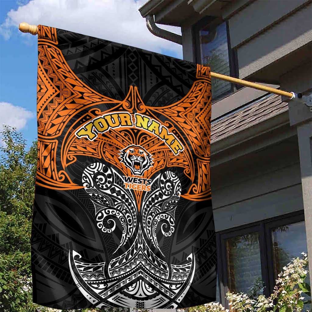 Personalized Wests Tigers Garden Flag Polynesian Tribal Pattern Style