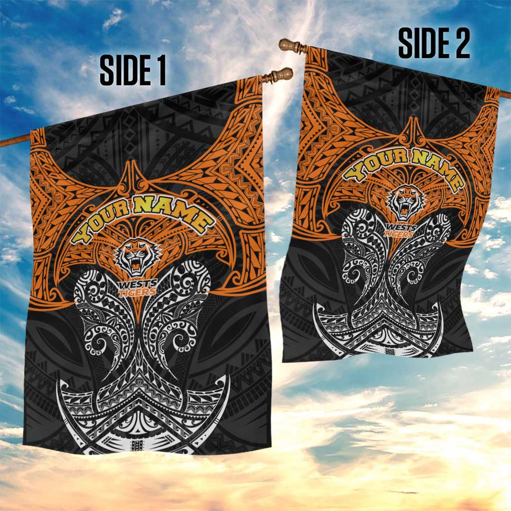 Personalized Wests Tigers Garden Flag Polynesian Tribal Pattern Style