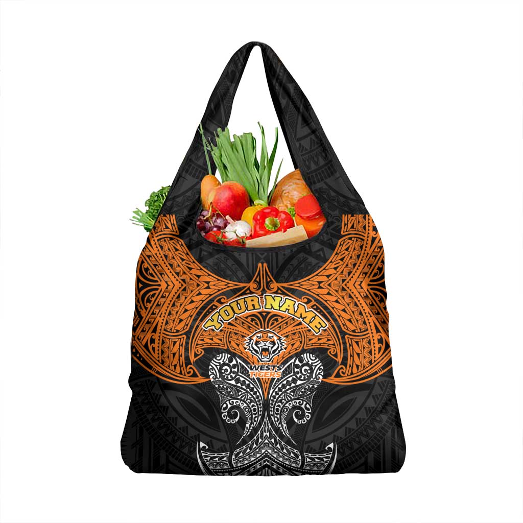 Personalized Wests Tigers Grocery Bag Polynesian Tribal Pattern Style
