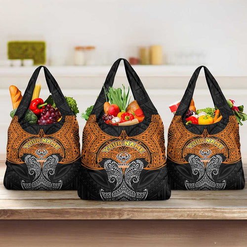 Personalized Wests Tigers Grocery Bag Polynesian Tribal Pattern Style