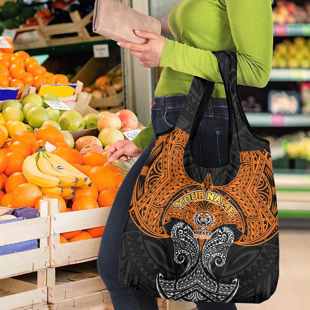 Personalized Wests Tigers Grocery Bag Polynesian Tribal Pattern Style