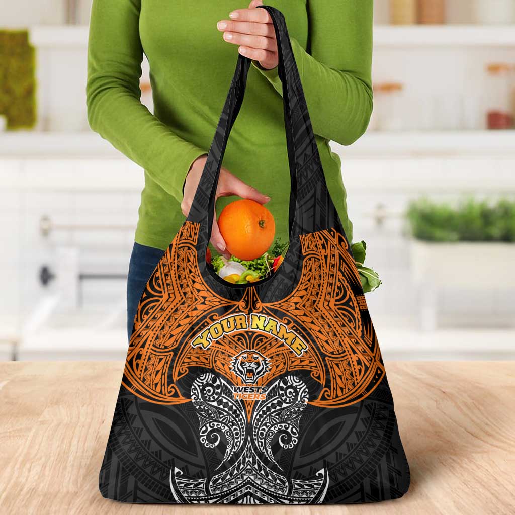 Personalized Wests Tigers Grocery Bag Polynesian Tribal Pattern Style