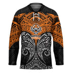 Personalized Wests Tigers Hockey Jersey Polynesian Tribal Pattern Style