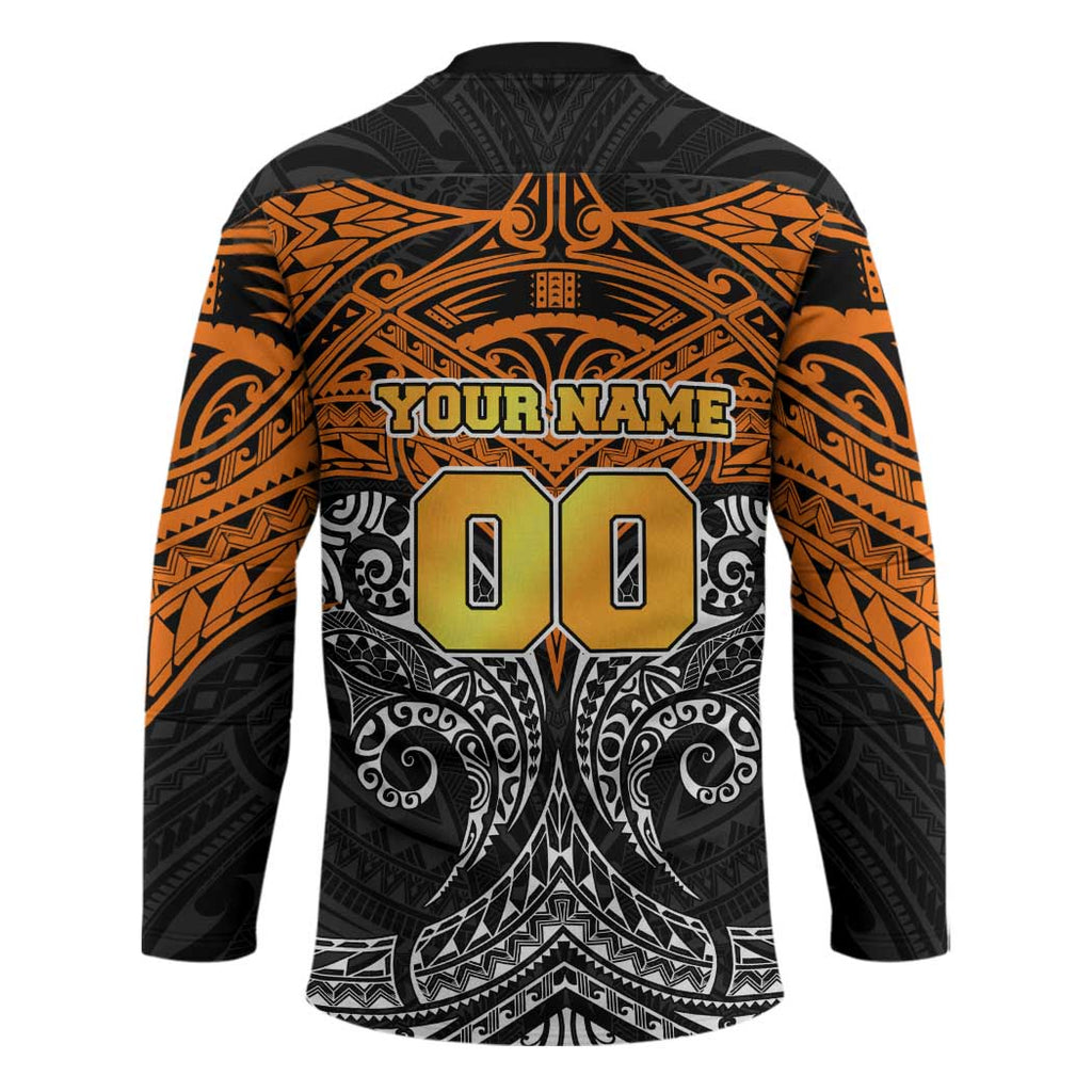 Personalized Wests Tigers Hockey Jersey Polynesian Tribal Pattern Style