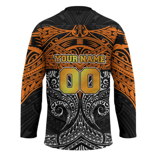 Personalized Wests Tigers Hockey Jersey Polynesian Tribal Pattern Style