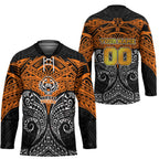 Personalized Wests Tigers Hockey Jersey Polynesian Tribal Pattern Style