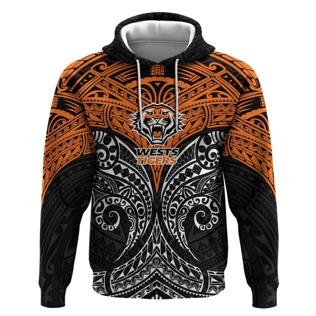 Personalized Wests Tigers Hoodie Polynesian Tribal Pattern Style