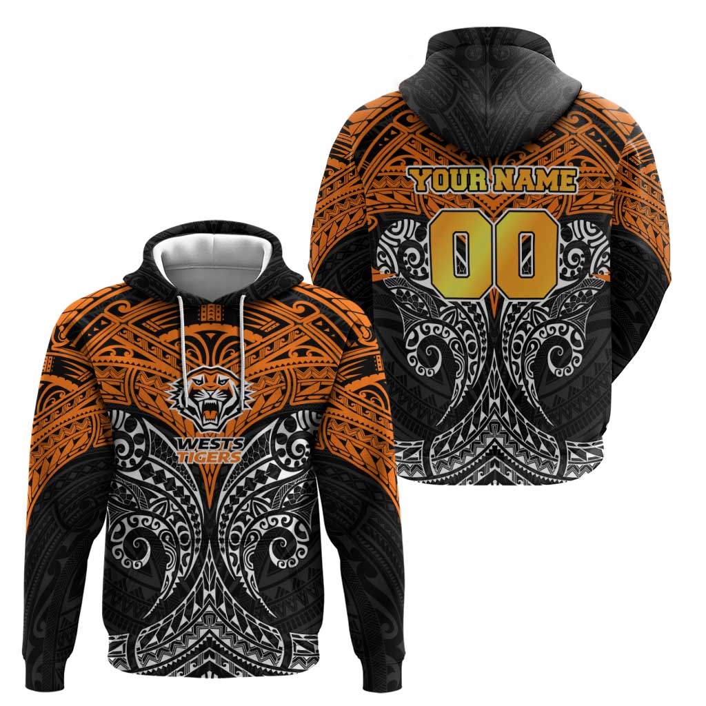 Personalized Wests Tigers Hoodie Polynesian Tribal Pattern Style