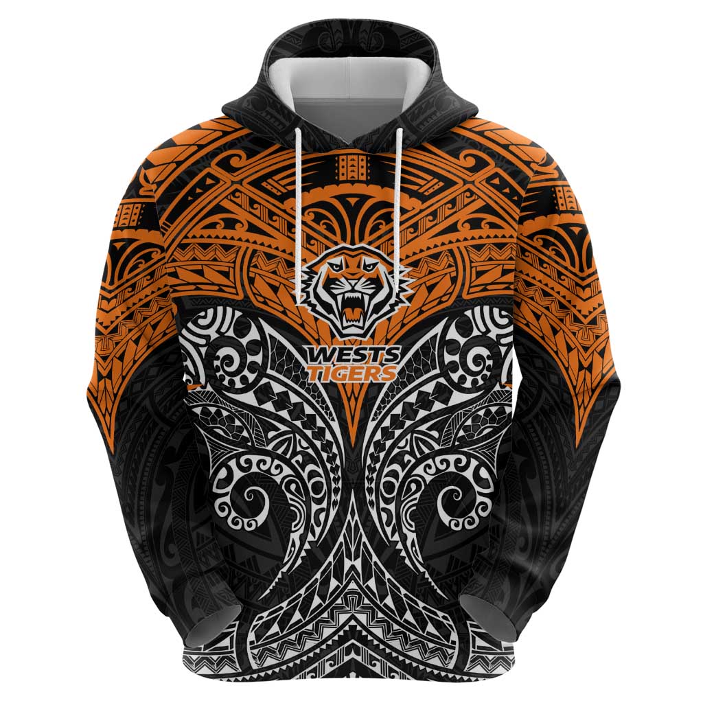 Personalized Wests Tigers Hoodie Polynesian Tribal Pattern Style