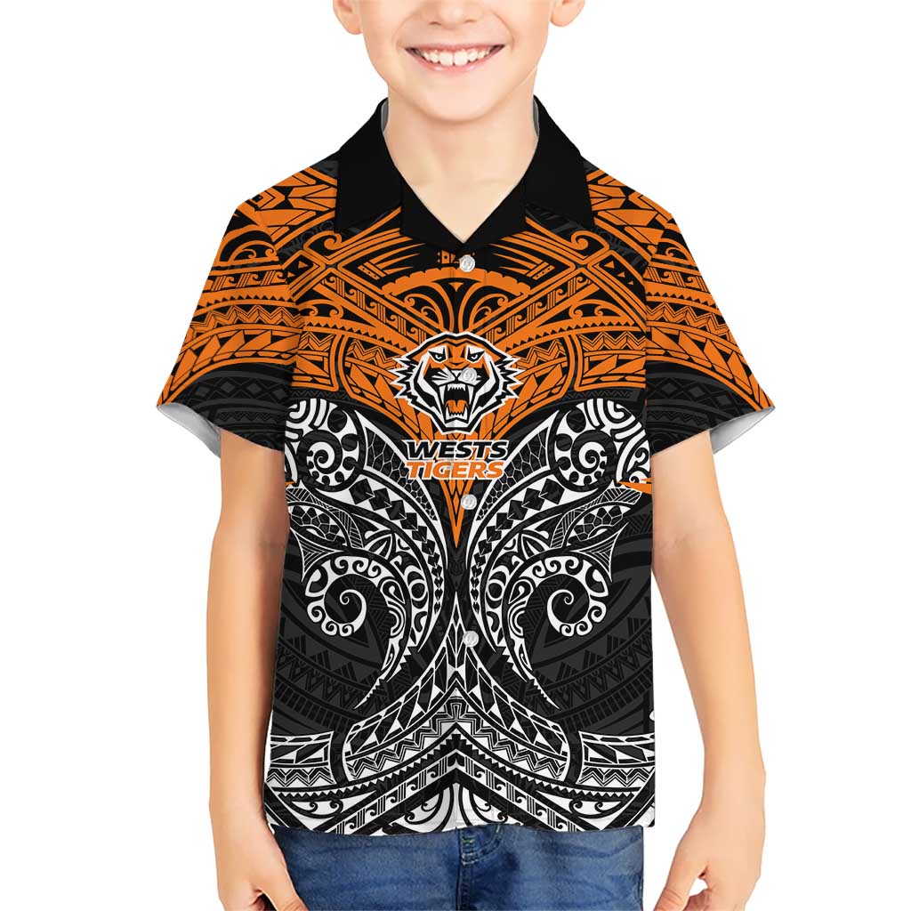Personalized Wests Tigers Kid Hawaiian Shirt Polynesian Tribal Pattern Style