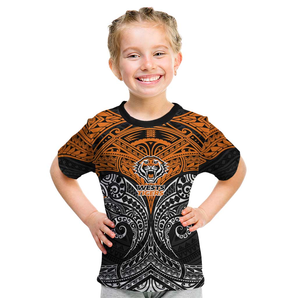 Personalized Wests Tigers Kid T Shirt Polynesian Tribal Pattern Style