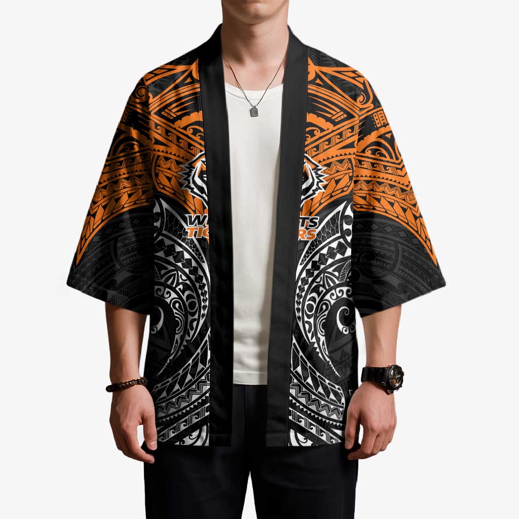 Personalized Wests Tigers Kimono Polynesian Tribal Pattern Style
