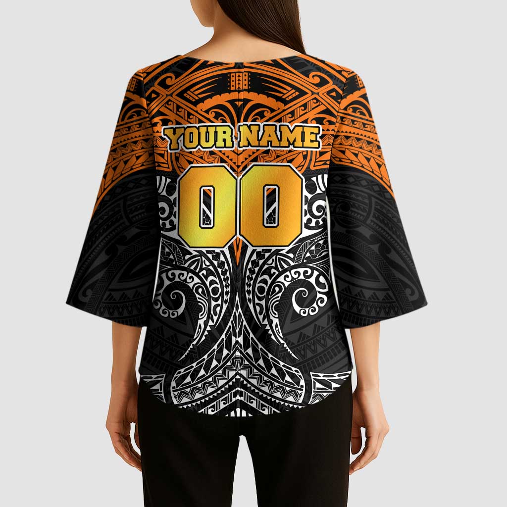 Personalized Wests Tigers Kimono Sleeve Blouse Polynesian Tribal Pattern Style