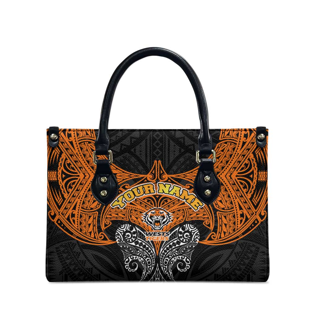 Personalized Wests Tigers Leather Bag Polynesian Tribal Pattern Style