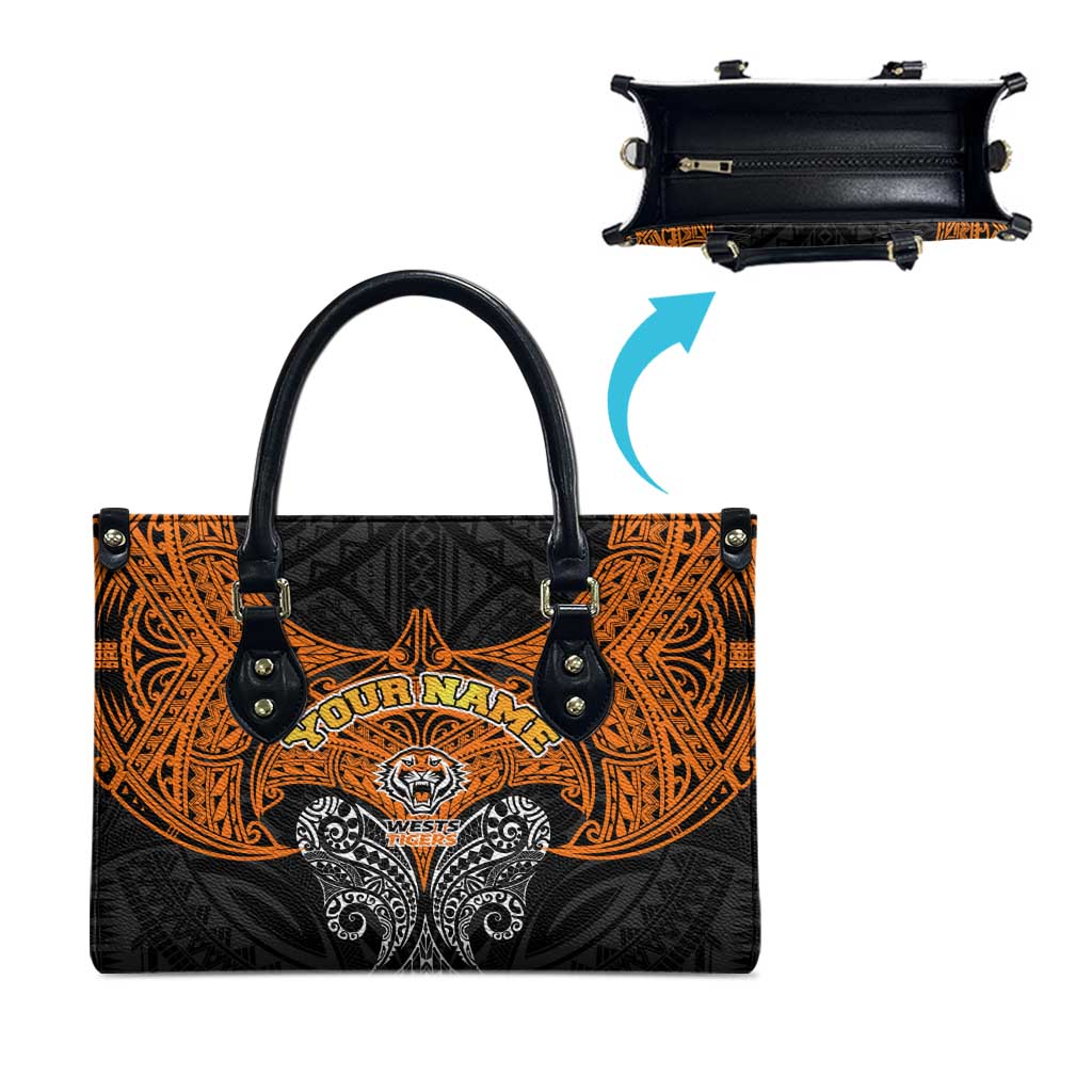 Personalized Wests Tigers Leather Bag Polynesian Tribal Pattern Style