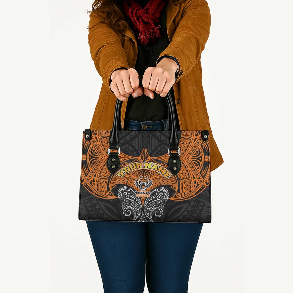 Personalized Wests Tigers Leather Bag Polynesian Tribal Pattern Style