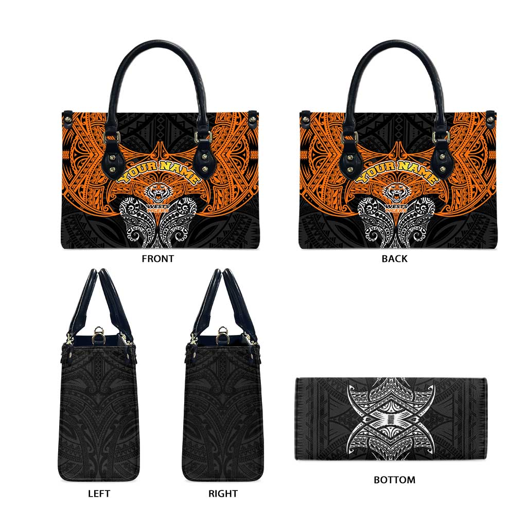 Personalized Wests Tigers Leather Bag Polynesian Tribal Pattern Style