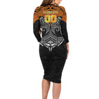 Personalized Wests Tigers Long Sleeve Bodycon Dress Polynesian Tribal Pattern Style