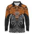 Personalized Wests Tigers Long Sleeve Polo Shirt Polynesian Tribal Pattern Style
