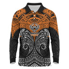 Personalized Wests Tigers Long Sleeve Polo Shirt Polynesian Tribal Pattern Style