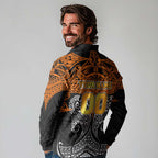 Personalized Wests Tigers Long Sleeve Polo Shirt Polynesian Tribal Pattern Style